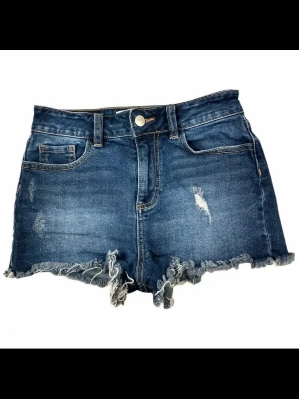 Victoria's Secret High Waisted Dark Blue Distressed Denim Cutoff Shorts Size M